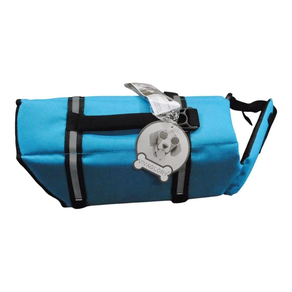 Vivaglory MEDIUM Dog Life Preserver Jacket Rescue Handle Reflective